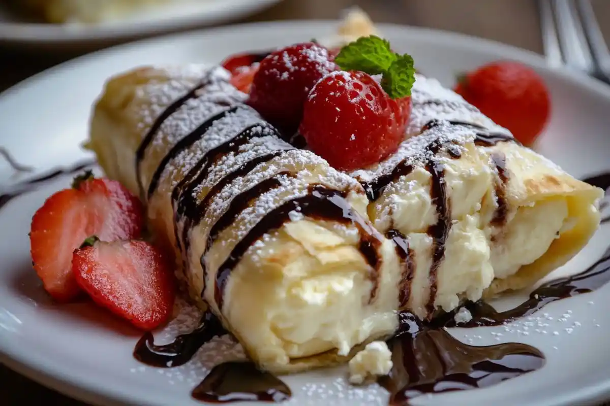 Serving and Presentation of a cheesecake chimichanga